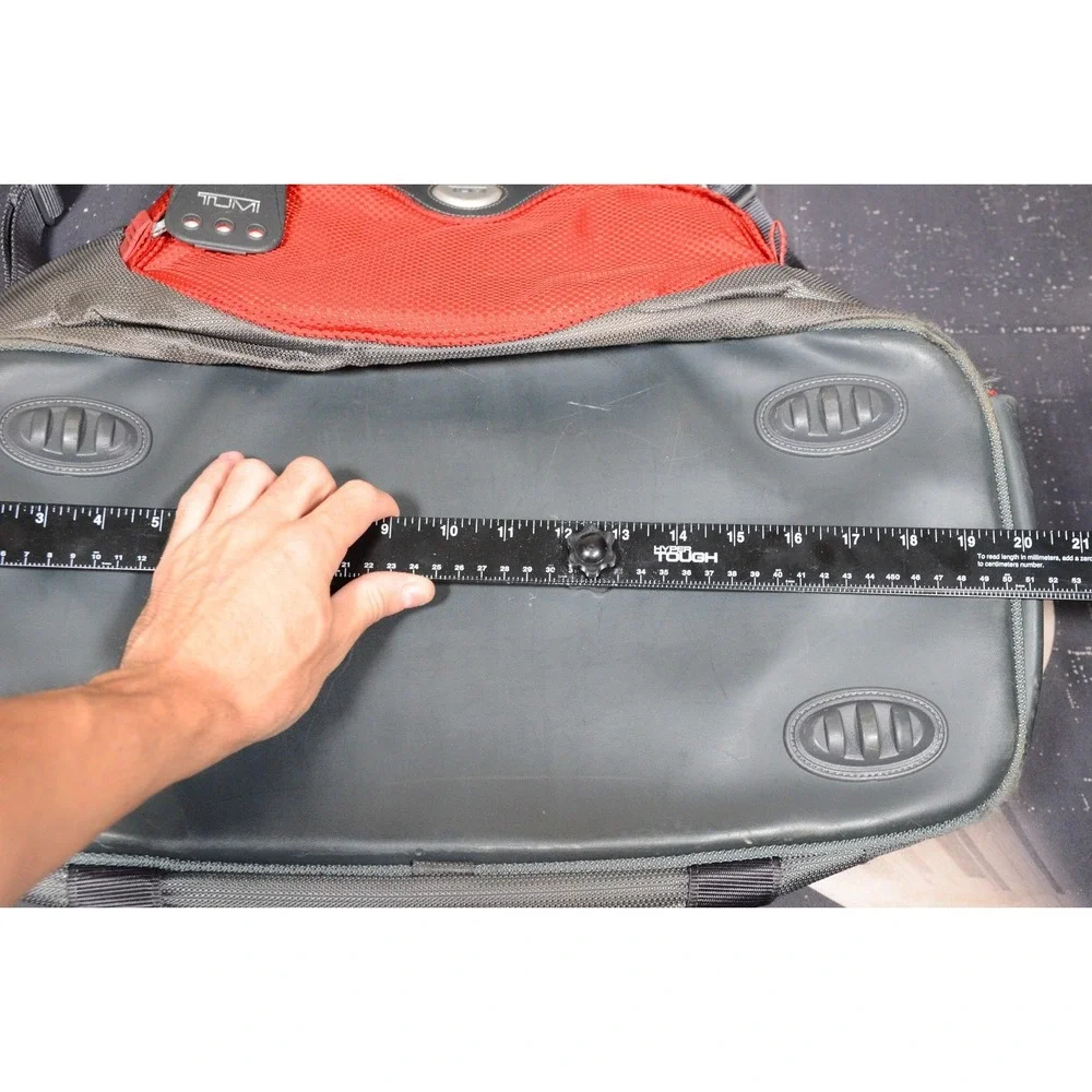 Tumi Red Nylon Duffel Bag Soft Carry On Travel Gym Adjustable Straps Men